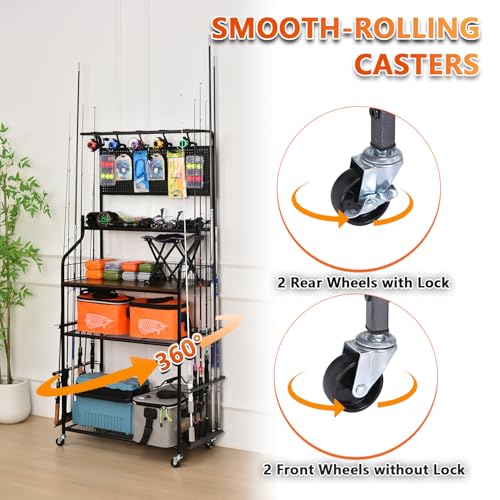 Heavy Duty Fishing Rod Holder (15 Rods & Upgraded Pegboard)