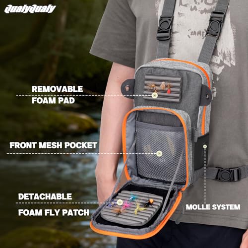 QulayQualy Fly Fishing Bag Chest Pack with WorkStation (Grey)