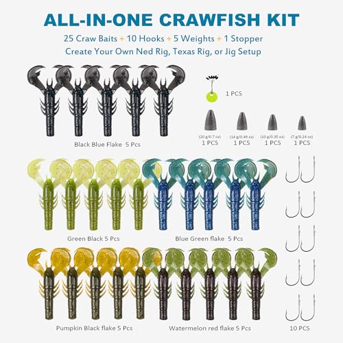Crawfish Soft Lures Kit (40pcs Craw Baits Kit)
