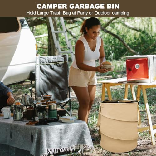 Collapsible Trash Can Pop Up Garden Waste Bag 24 Gallon Yard Waste Bag Reusable Lawn and Leaf Bin Camping Waste Bin