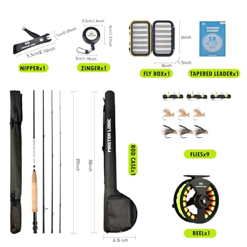 Stealth Fly Fishing Rod Combo Starter Kit 9FT 5WT 30T Carbon Fly Rods (9ft 5wt 4 pc)