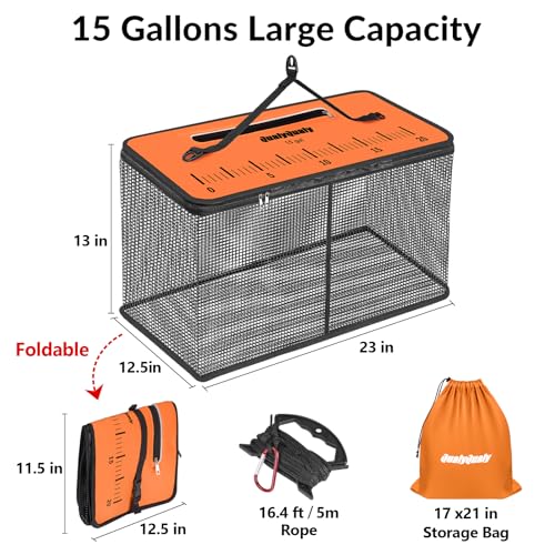 Extra Large Floating Fish Basket for Live Caught (Square / (15 GAL)-23*12*13IN)