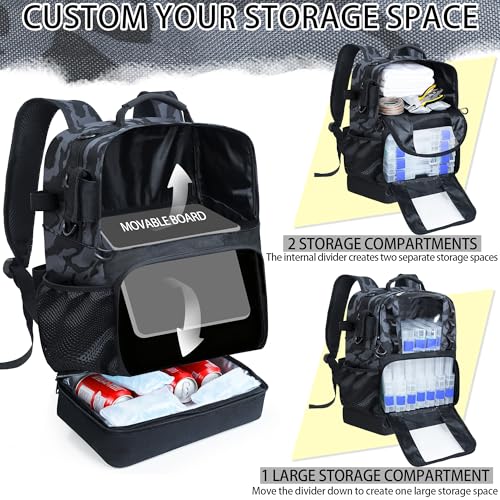 Fishing Tackle Backpack with Cooler (Camouflage Black)