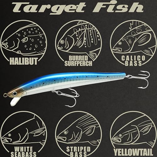 FlashMinnow 125 YAWARA Saltwater Fishing Lure (No Scales / 7621 Super Glow Blue Pink Sardine / 125FW)