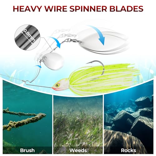 by KastKing Spinnerbait Fishing Lures (Clear Water - Colorado & Willow / 3/8oz)