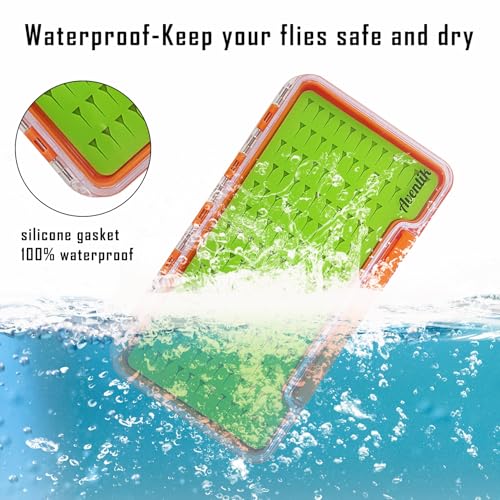 Clear Waterproof Fly Fishing Box Super Slim Silicone Fly Hook Storage Case Pocket Size Tackle Box Light Weight (2xOrange-7.36"X4.02"X0.63")