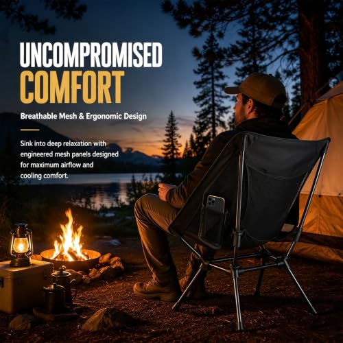 Portable Camping Chair Lightweight Foldable Outdoor Chair (Black)