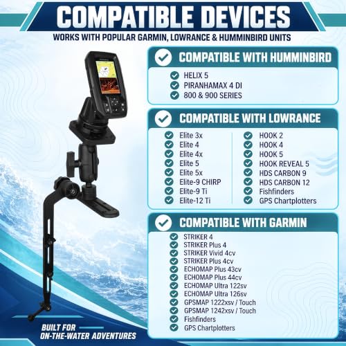 Kayak Fish Finder Mount with Adjustable Transducer Mounting Arm (Small)