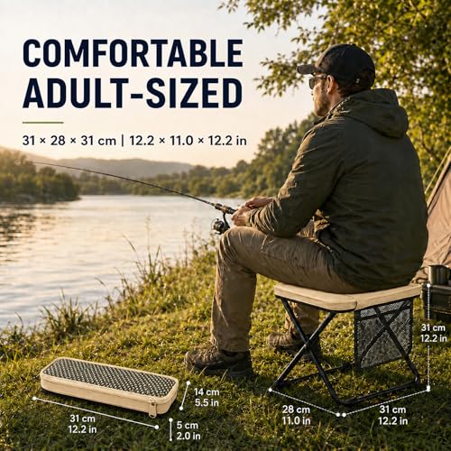2 Pack Foldable Backpack Stool Portable Collapsible Pocket Chair