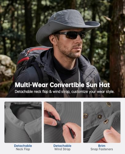 Fishing Sun Hats for Men Women (One Size / Dark Grey)