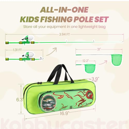 Kids Fishing Pole (Pink & Green / 3.94-ft Set)