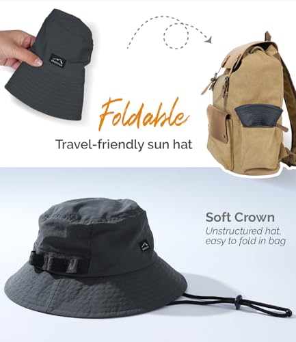 Mens Bucket Sun Hats (One Size / Dark Grey)