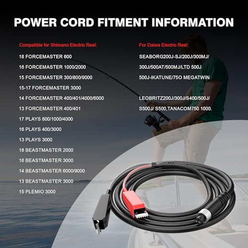 Electric Fishing Reel Power Cord Cable