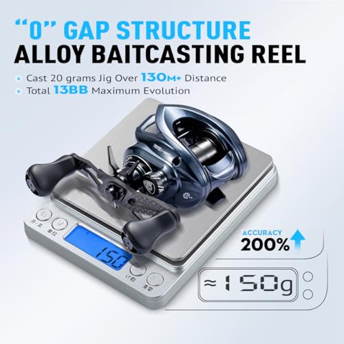 ASHMOON Baitcasting Reel 12+1BB Alloy Fishing Reel