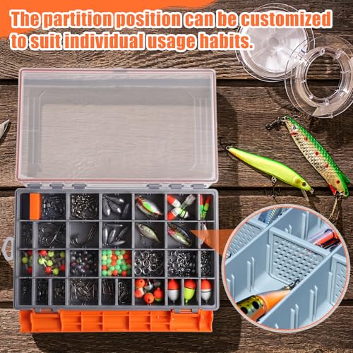 6 Pack 3700 Fishing Tackle Boxes Waterproof (Orange / 3700)
