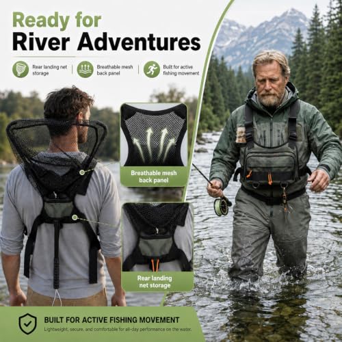 All in One Fishing Chest Pack Tackle Bag with Tackle Box (Green)