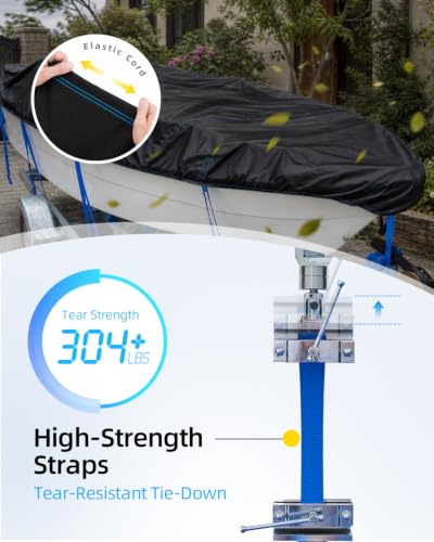 1200D Bass Fishing Boat Cover Waterproof with Reflective Strips
