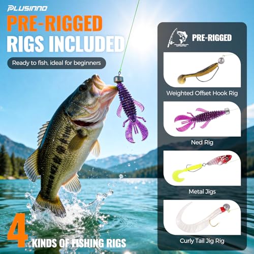 Bass Fishing Lures Tackle Box Kit for All Water (Orange 307 PCS Bass Box)