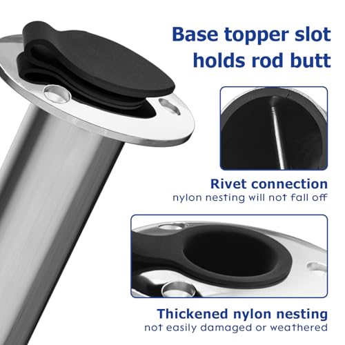 90 Degree Fishing Rod Holder 2 Pack (Stainless Steel - 90 Degree with Cap)