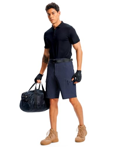 Men's Hiking Cargo Shorts 9" Lightweight Quick Dry 6 Pockets Navy (X-Large / Navy)