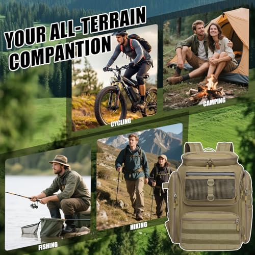 Fishing Backpack 45L with Rod Holders (Brown)