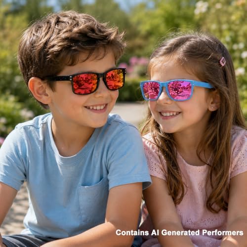 3 Pack Kids Sunglasses Polarized UV Protection Shades for Boys and Girls (A03-blackblue+bluepink+blackpurple)