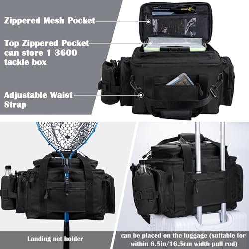 Fishing Tackle Bag with 2PCS 3600 Tackle Boxes (C1:Black with 2 3600 Tackle Boxes / Large)