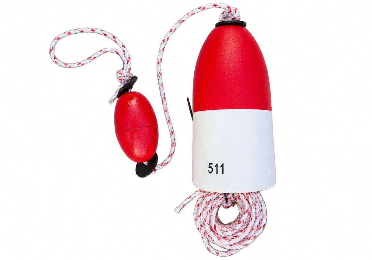 California Compliant Crab Trap Buoys (5" x 11" w/ 3" x 5" / White & Red (Cali Compliant))