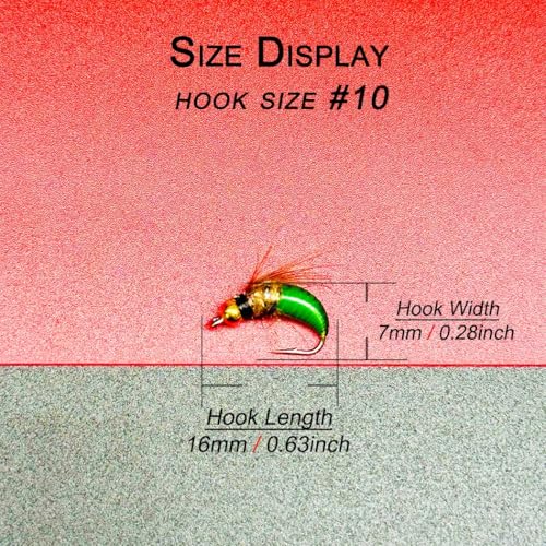 10Pc Wet Flies Bait Fly Fishing Flies for Bass Trout Pike Salmon Brass Head Caddis Nymph Handmade Fishing Bait Artificial Insect Fishing Lure