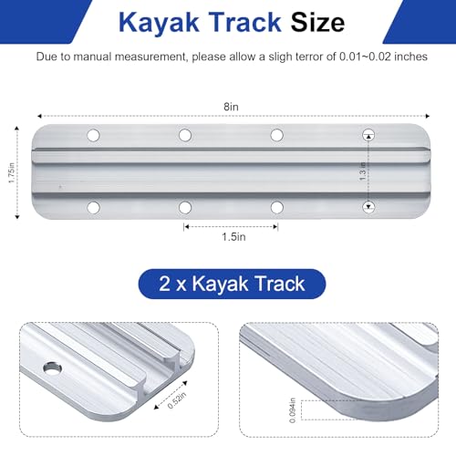 Kayak Track Kayak Rail Accessories Mount for Fishing Rod (8 In)