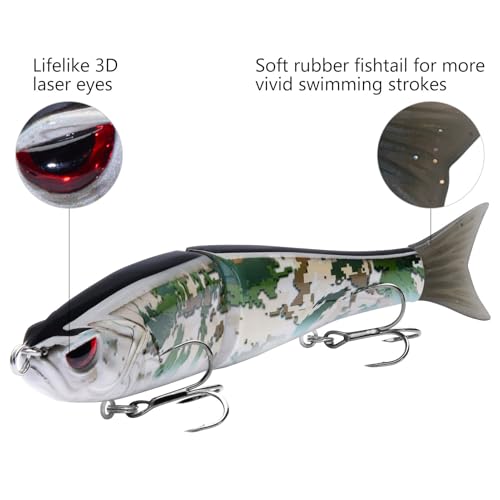 SwimShad Glide Baits Jointed Swimbait Bass Pike Salmon Trout Muskie Fishing Lure (Highland / 7in/2.2oz)