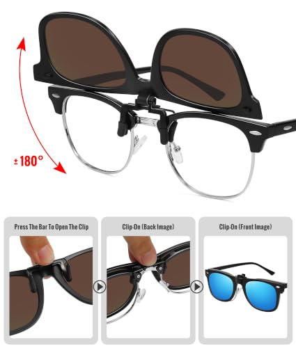 Polarized Clip On Sunglasses for Men Women (3pack-black+blue+dark Green)