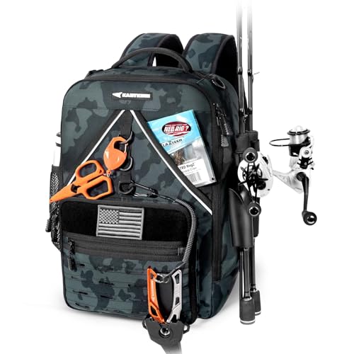 KastMate Fishing Backpack With 2 Rod Holders (B: Black Camo)