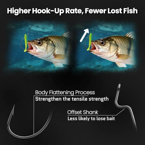 50/100/120pcs EWG Hooks, Worm Hook for Texas Rig Bass Fishing