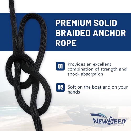 NEWSEED Anchor Line Premium Solid Braid Nylon MFP Anchor Boat Rope