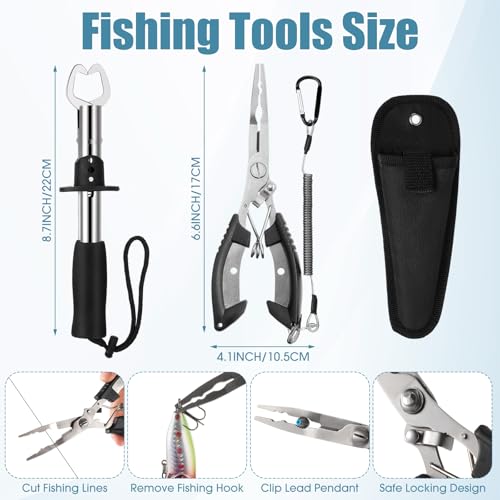 3 Layers Fishing Tackle Box 414 Pcs Fishing Gift Lures Gear Kit with Tackle Included Pliers Lip Gripper Bait Hook Accessories for Beginner Fisherman Women Men