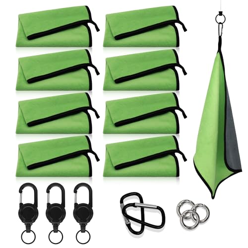 3 Pack Mixed Color Fishing Towels with Clip & Zinger Retractor