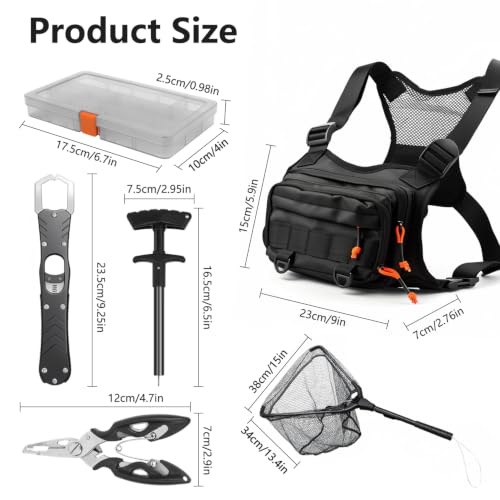 All in One Fishing Chest Pack Tackle Bag with Tackle Box