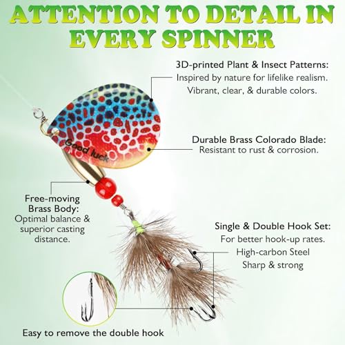 5pcs Spinner Baits Trout Lures for Bass Pike Crappie Trout Fishing Lures 1