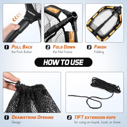 Fishing Net with Floating Fish Basket (Orange)