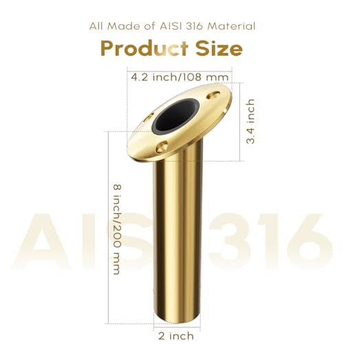 30 Degree Fishing Rod Holder 2 Pack (30 Degree - PVD Gold)