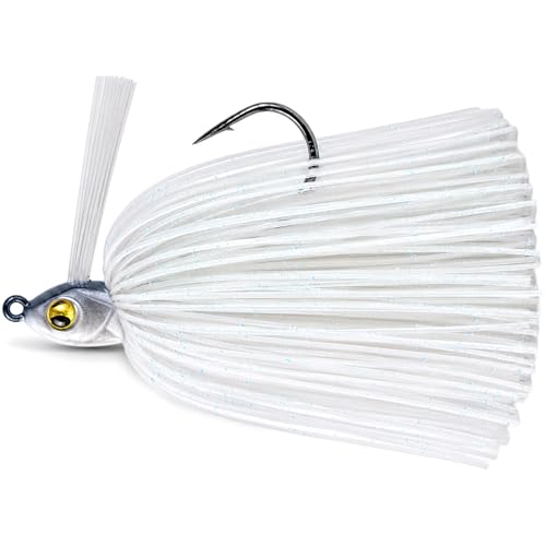 4 Pack Weedless Swim Jigs for Bass Fishing (Gray & White / 3/8oz)
