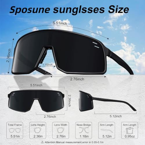 Sunglasses for Men Women (Black &Grey Lens)