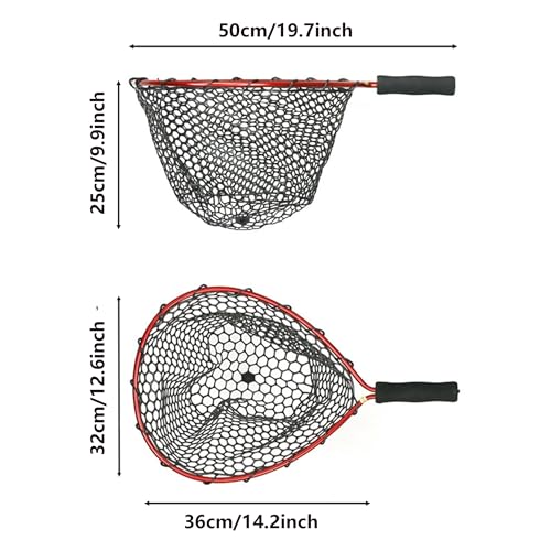 Short Handle Rubber Fishing Landing Net
