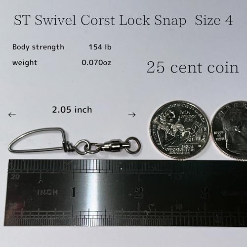 Ball Bearing Swivels with Coastlock Snap Fishing Swivel Made in Japan (#4 (154lb) 15pcs)