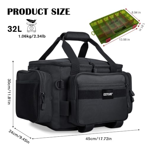 Fishing Tackle Bag with 2PCS 3700 Tackle Boxes (B1:Black with 2 3700 Tackle Boxes / Medium)