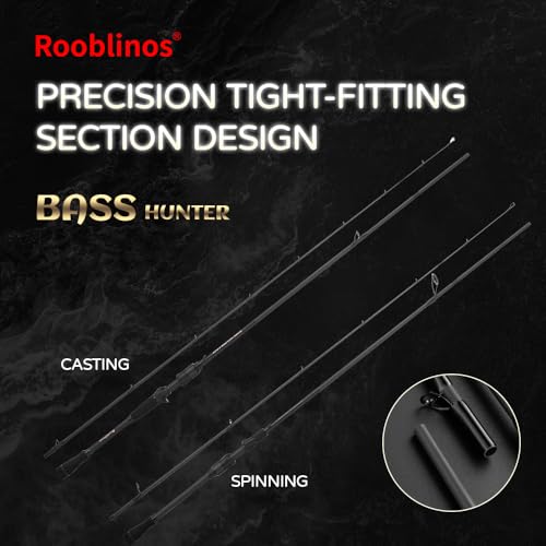 ROOBLINOS BASS Hunter 6.9ft Casting Spinning Freshwater Saltwater Rod Heavy Power Fast Action Fishing Pole 2