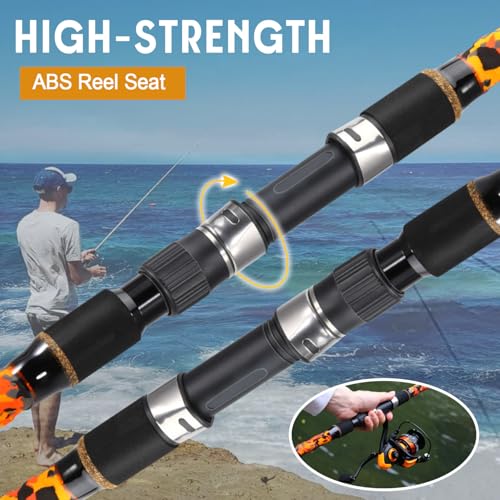 Surf Spinning Fishing Rod Carbon Travel Surf Rod M (orange / 9ft-Spinning-3Pc-M)