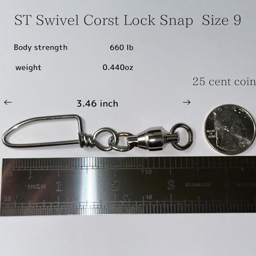 Ball Bearing Swivels with Coastlock Snap Fishing Swivel Made in Japan (#9 (661lb) 6pcs)