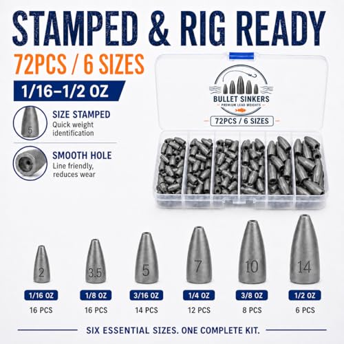 72PCS Bullet Weights (72 Pcs / 6 Size)